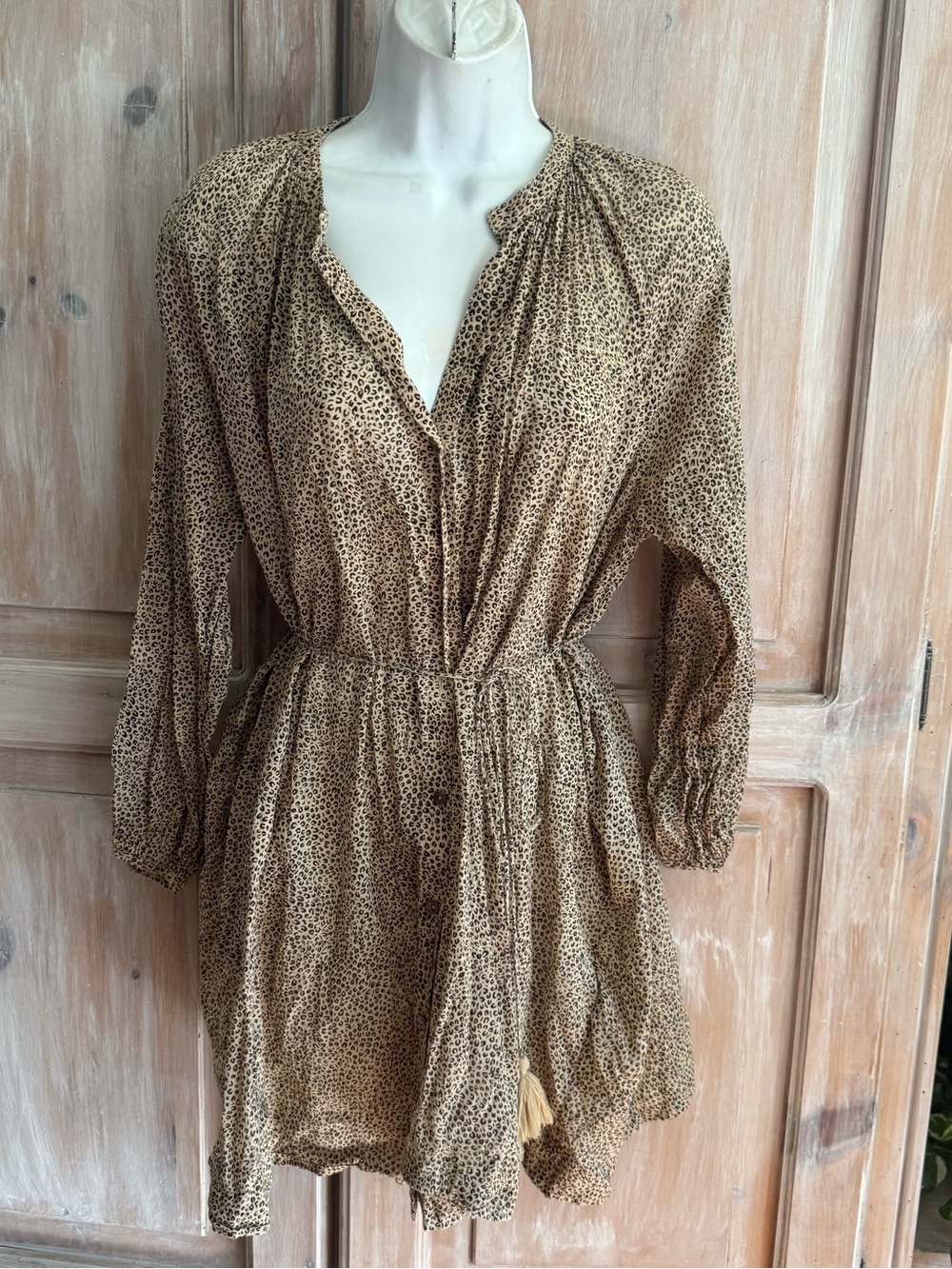 Whistles Tan Leopard-Print Tunic Mini Dress Women’s XS